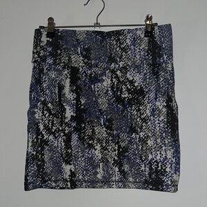 Blue and Gray Mini Pencil Skirt for Night Out